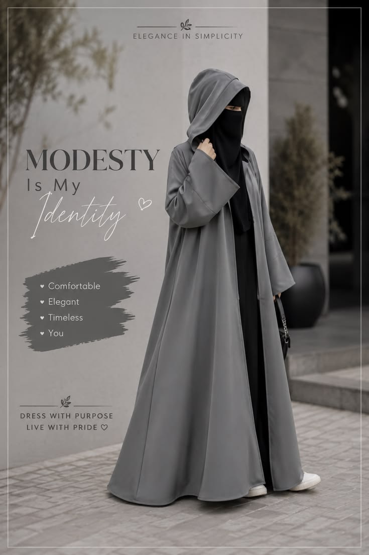 Grey hooded abaya