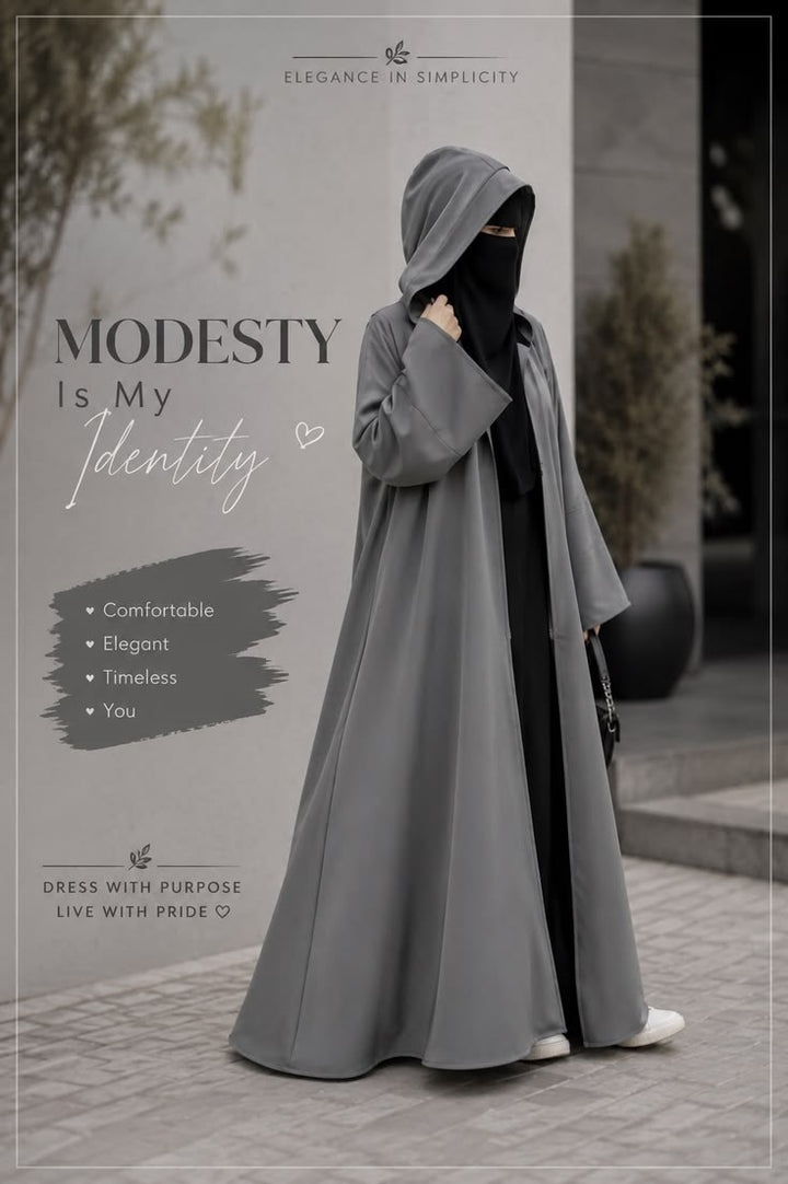 Grey hooded abaya